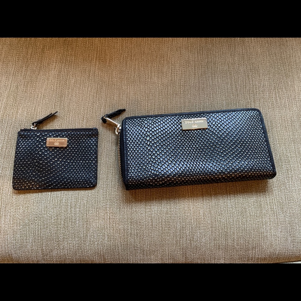 NWT Cole Haan Leather Zip Wallet & ID Card Case